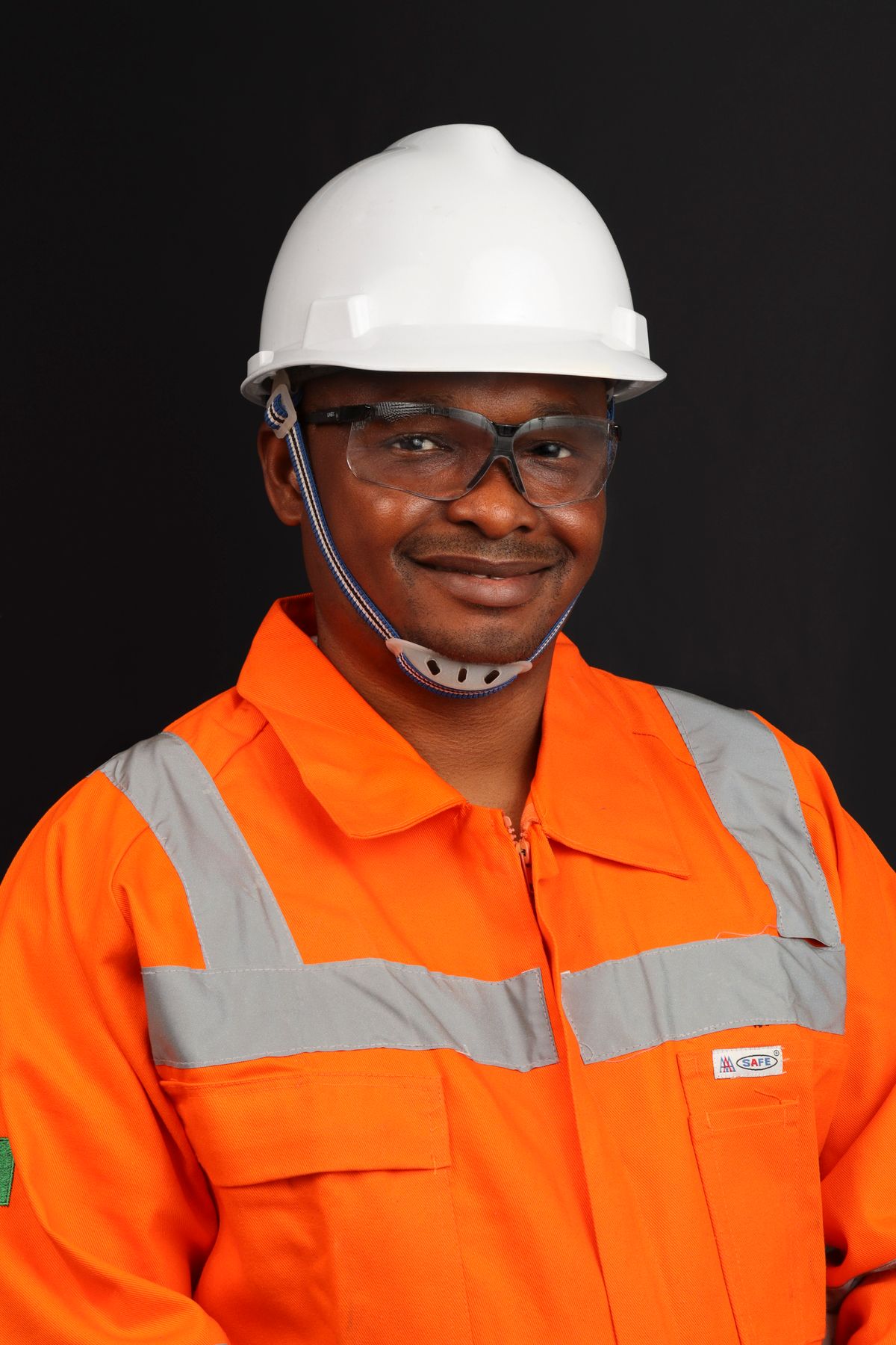 Industrial safety officer wearing certified personal protective equipment